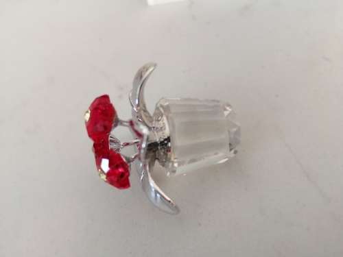 SWAROVSKI Crystal Memories PRIMULA RHODIUM RED Retired #