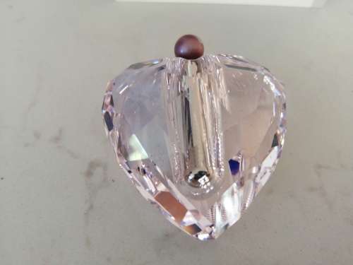 SWAROVSKI Faceted Crystal PINK HEART Perfume Bottle #
