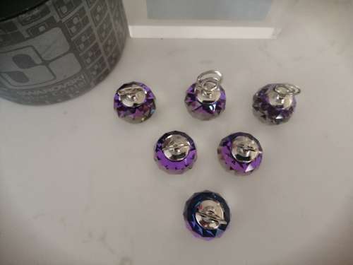 Swarovski Crystal Set of 6 Place Card Holders Helio Purple / Blue Color