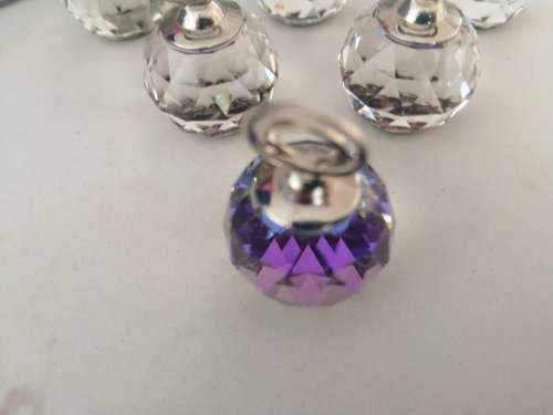Swarovski Crystal Set of 6 Place Card Holders Helio Purple / Blue Color