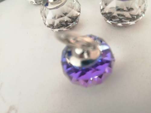 Swarovski Crystal Set of 6 Place Card Holders Helio Purple / Blue Color