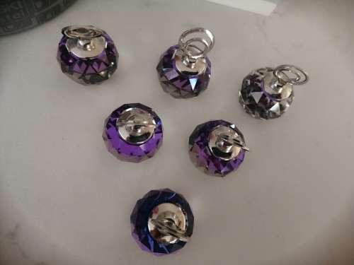Swarovski Crystal Set of 6 Place Card Holders Helio Purple / Blue Color