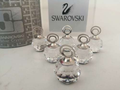 Swarovski Crystal Set of 6 Place Card Holders Helio Purple / Blue Color