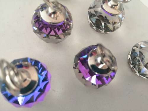 Swarovski Crystal Set of 6 Place Card Holders Helio Purple / Blue Color