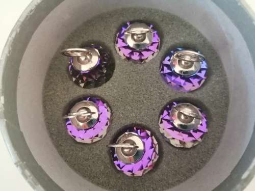 Swarovski Crystal Set of 6 Place Card Holders Helio Purple / Blue Color