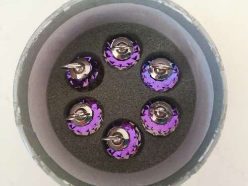 Swarovski Crystal Set of 6 Place Card Holders Helio Purple / Blue Color