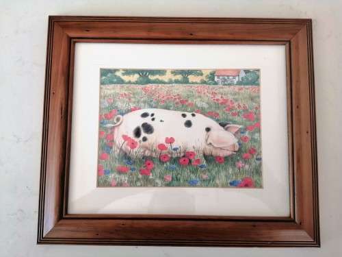 Stunning Pigs in Bloom Print `Poppy` #