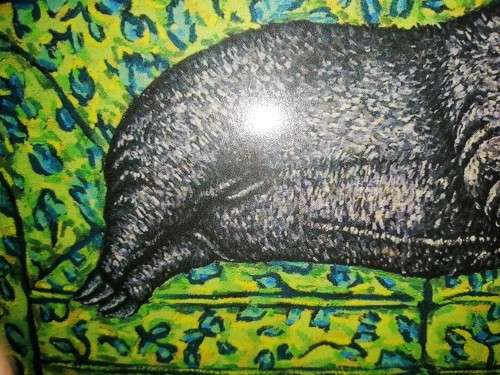 Carved wooden framed print pig sleeping on the sofa #
