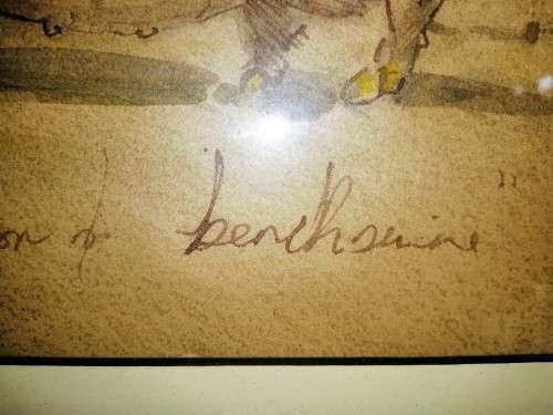 Antique Watercolour of Large Pig pre c1900 #