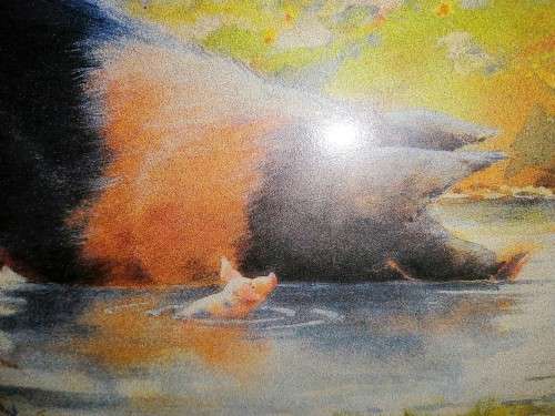 Pig and piglets John hayson print ` Hogwash ` framed #