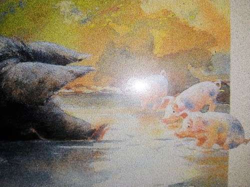 Pig and piglets John hayson print ` Hogwash ` framed #