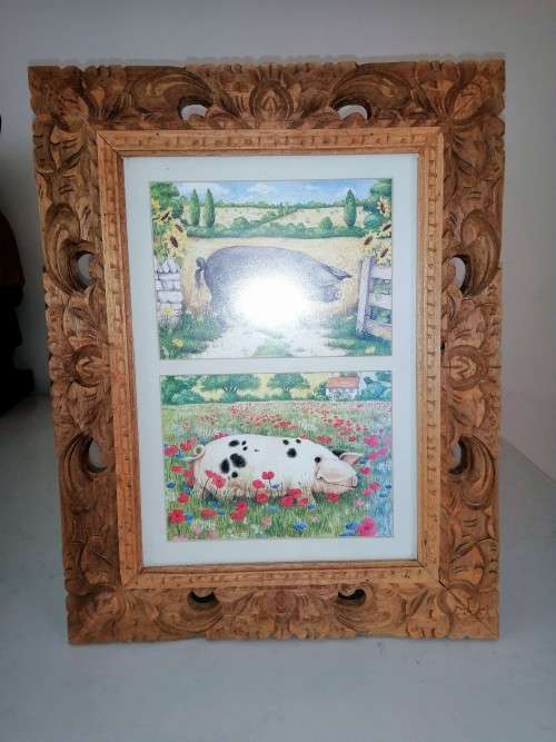 Stunning Pigs in Bloom Print Poppy and Other Pig #