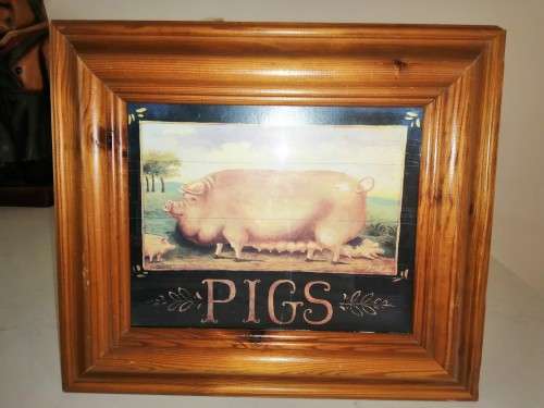 Fat Pig Print in wooden frame #