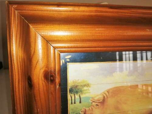 Fat Pig Print in wooden frame #
