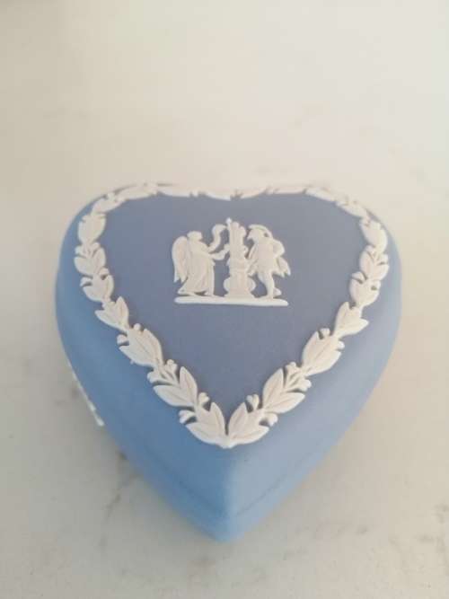 Vintage Wedgwood Blue Heart Trinket Box  #