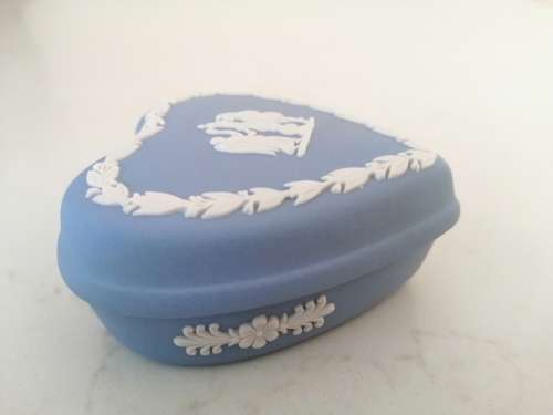 Vintage Wedgwood Blue Heart Trinket Box  #