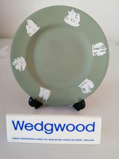Vintage Wedgwood Jasper Sage Green Plate  #