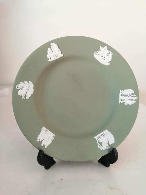 Vintage Wedgwood Jasper Sage Green Plate  #