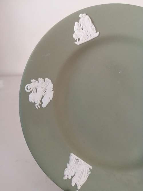 Vintage Wedgwood Jasper Sage Green Plate  #