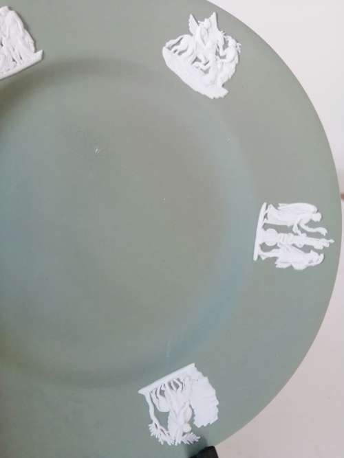 Vintage Wedgwood Jasper Sage Green Plate  #