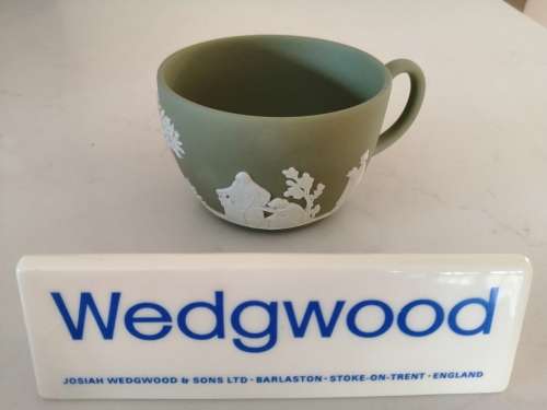 Vintage Wedgwood Jasper Sage Green Cup  #