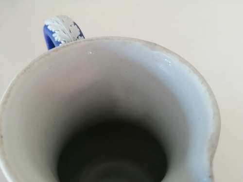 1920 Wedgwood Jasperware Dark Blue Neoclassical Fancy Latticew Pitcher Jug  #