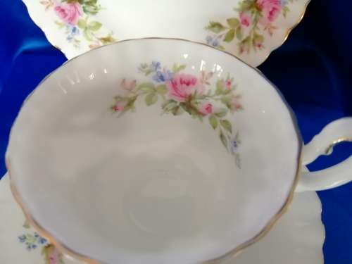 Royal Albert Moss Rose Cup Saucer Plate Trio Fine Bone England China