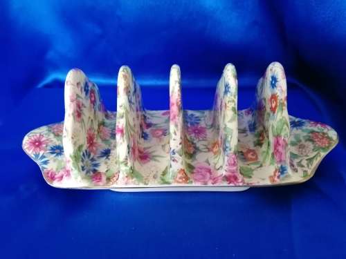 Vintage Royal Winton `Kew` Chintz 5 Bar Toast Rack c1945