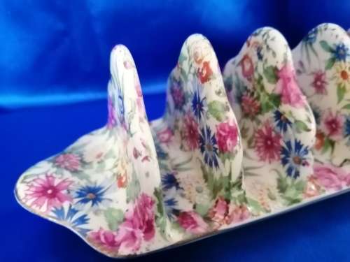 Vintage Royal Winton `Kew` Chintz 5 Bar Toast Rack c1945