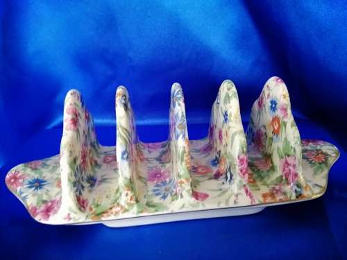 Vintage Royal Winton `Kew` Chintz 5 Bar Toast Rack c1945