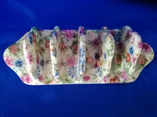 Vintage Royal Winton `Kew` Chintz 5 Bar Toast Rack c1945