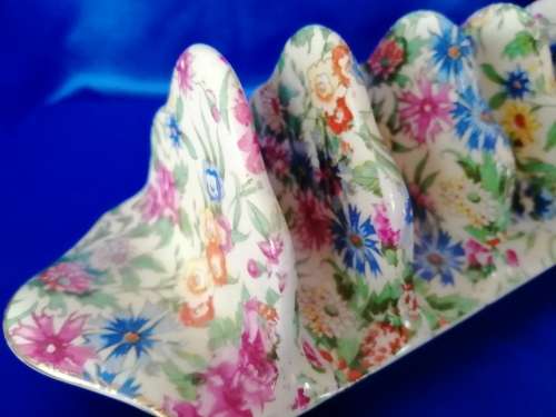 Vintage Royal Winton `Kew` Chintz 5 Bar Toast Rack c1945