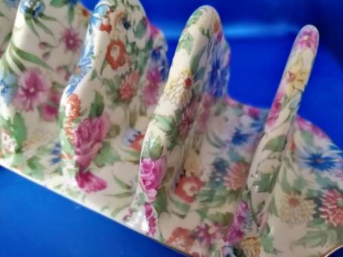 Vintage Royal Winton `Kew` Chintz 5 Bar Toast Rack c1945