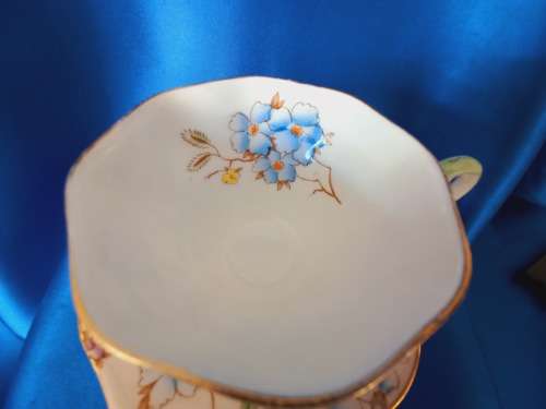 Foley English Bone China EBandCo Vintage #2314 Pink Floral Gilt Cup and Saucer