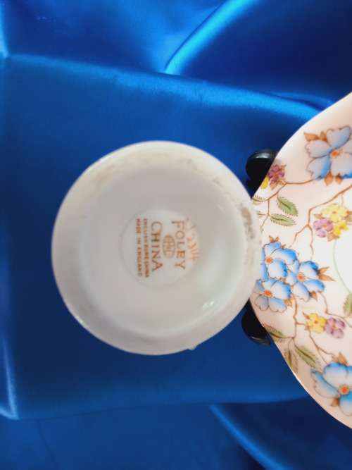 Foley English Bone China EBandCo Vintage #2314 Pink Floral Gilt Cup and Saucer