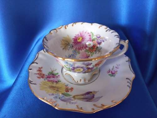 Antique Meissen Tea Cup Saucer Plate Carl Teichert Circa 1882-1929