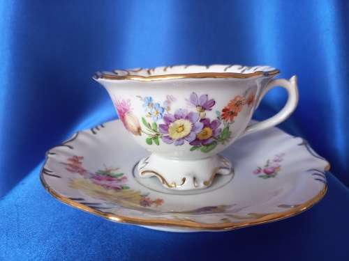 Antique Meissen Tea Cup Saucer Plate Carl Teichert Circa 1882-1929