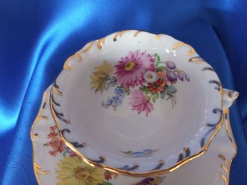Antique Meissen Tea Cup Saucer Plate Carl Teichert Circa 1882-1929