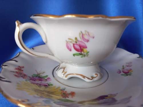Antique Meissen Tea Cup Saucer Plate Carl Teichert Circa 1882-1929