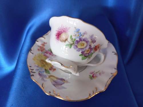 Antique Meissen Tea Cup Saucer Plate Carl Teichert Circa 1882-1929