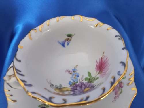 Antique Meissen Tea Cup Saucer Plate Carl Teichert Circa 1882-1929