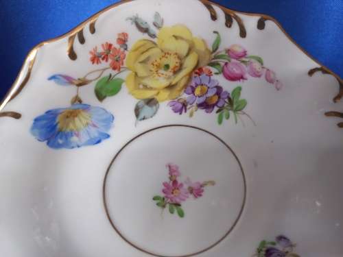 Antique Meissen Tea Cup Saucer Plate Carl Teichert Circa 1882-1929