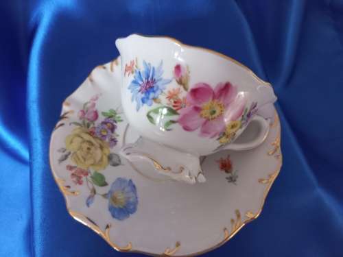 Antique Meissen Tea Cup Saucer Plate Carl Teichert Circa 1882-1929