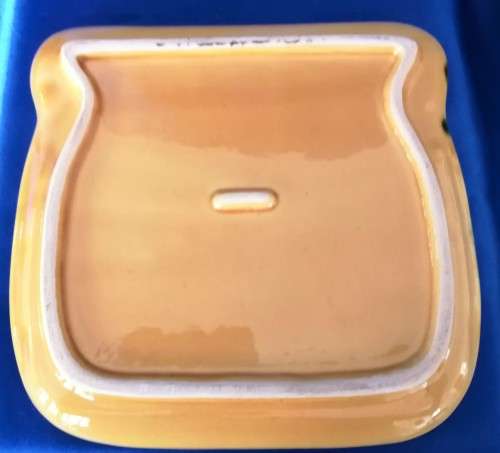 Glazed Pottery Beautiful Butterdish with bug #
