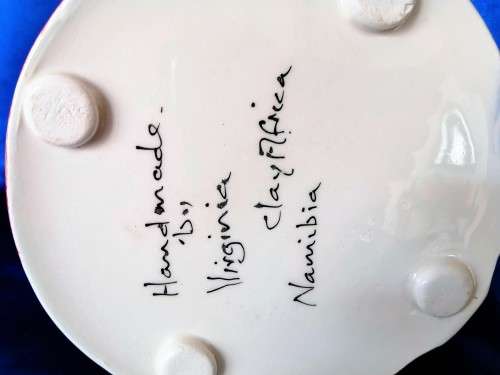 Hand painted Large pottery Jug From Clay Africa Namibia, Elephant Giraffe and Buck