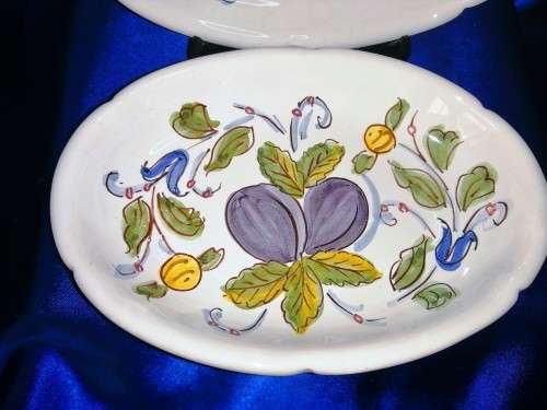Two Hand Painted Oval Dishes Colari A Mano