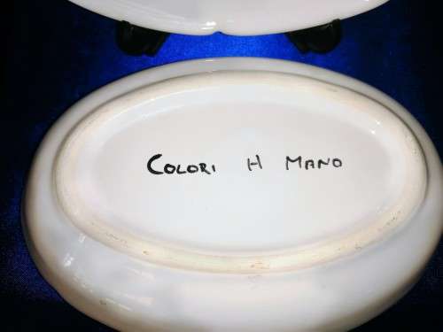 Two Hand Painted Oval Dishes Colari A Mano