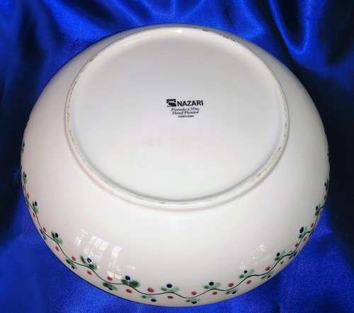 Large Nazari Folkloric Portugal Hand Painted Round XV Rooster Serving Bowl