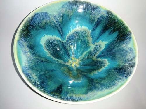 Vibrant Blues and Green Pottery bowl made in S Africa