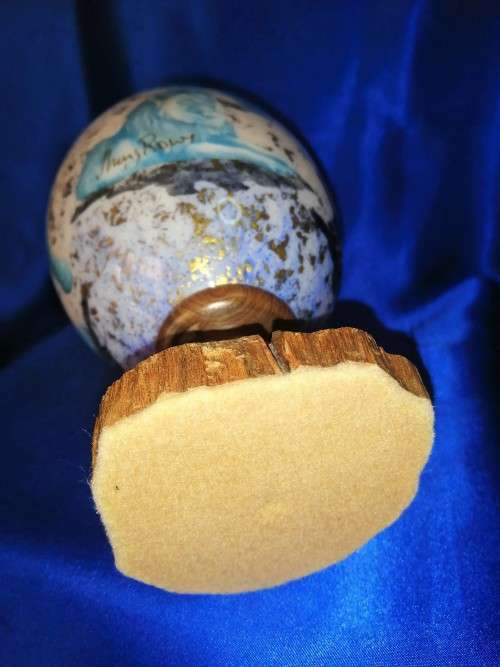 Stunning Big 5 decorated on a Ostrich egg on a wooden plinth